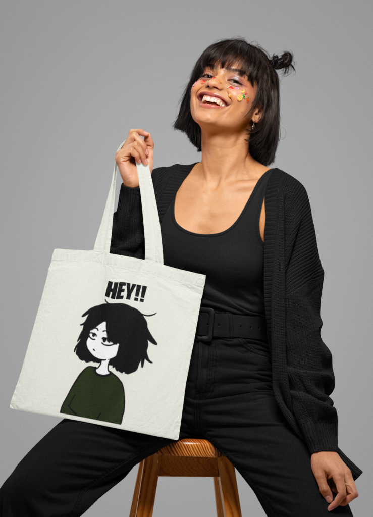 mockup of a joyful woman carrying a sublimated tote bag m32363