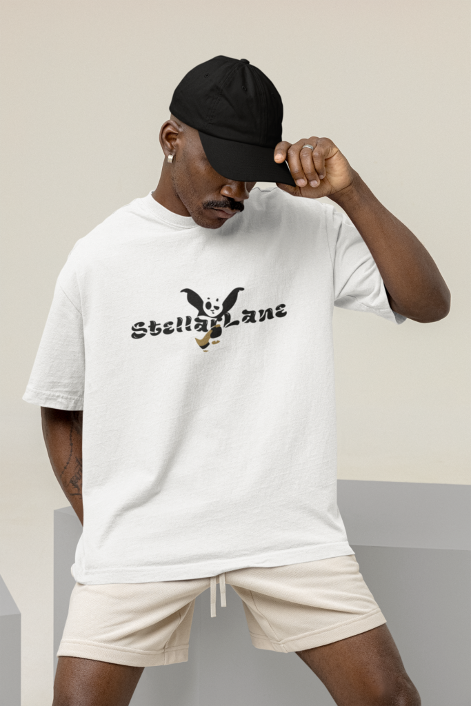 mockup of a man wearing a wide t shirt at a studio m26233