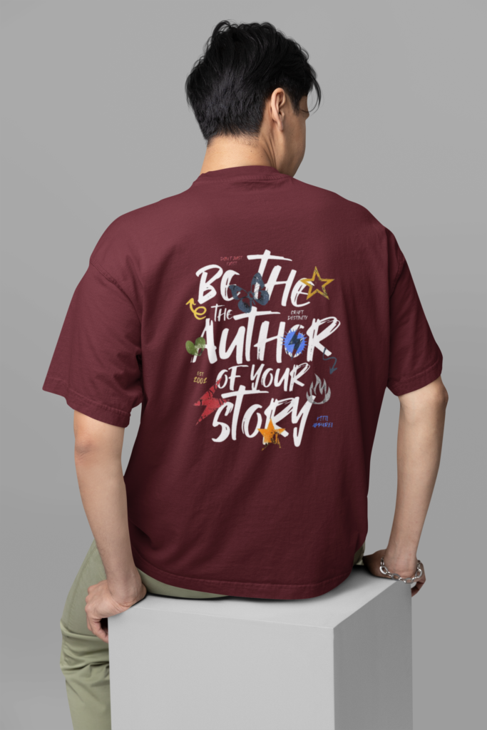 back view oversized tee mockup of a man sitting on a customizable cube m38922 1 2