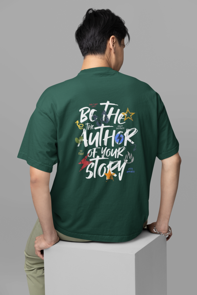 back view oversized tee mockup of a man sitting on a customizable cube m38922 2 1