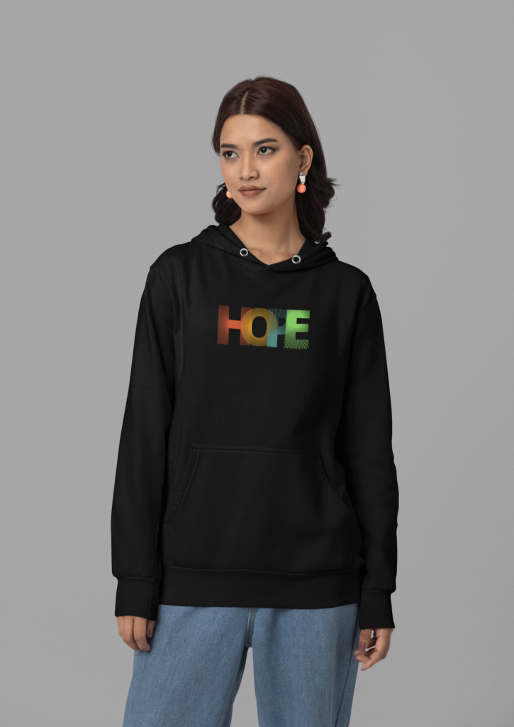 gildan pullover hoodie mockup featuring a woman with a serious look in a studio m37529