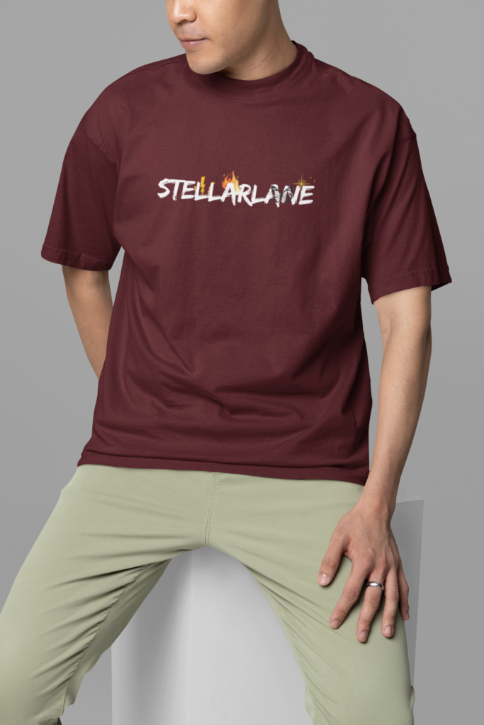 mockup featuring a man wearing an oversized round neck tee in a studio m38923 1 1