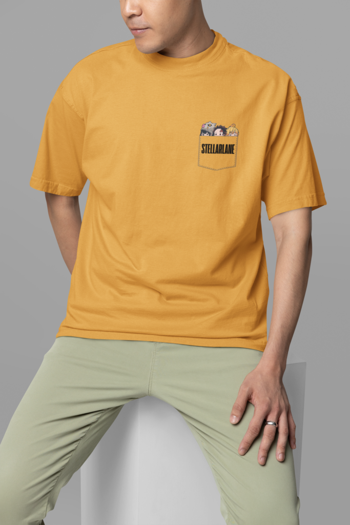 mockup featuring a man wearing an oversized round neck tee in a studio m38923 1 4