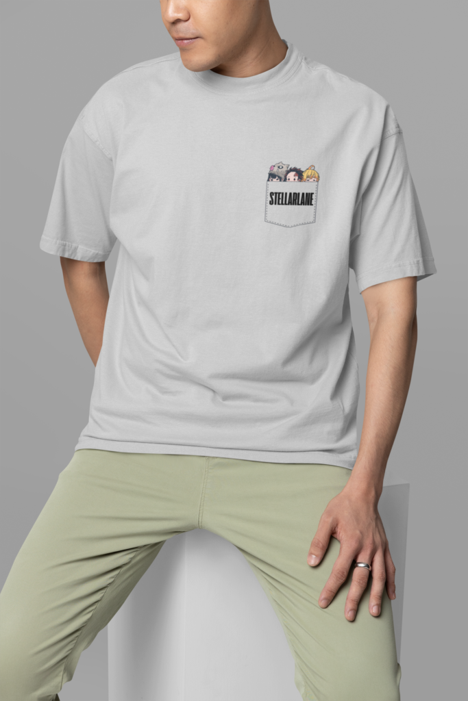 mockup featuring a man wearing an oversized round neck tee in a studio m38923 2 3