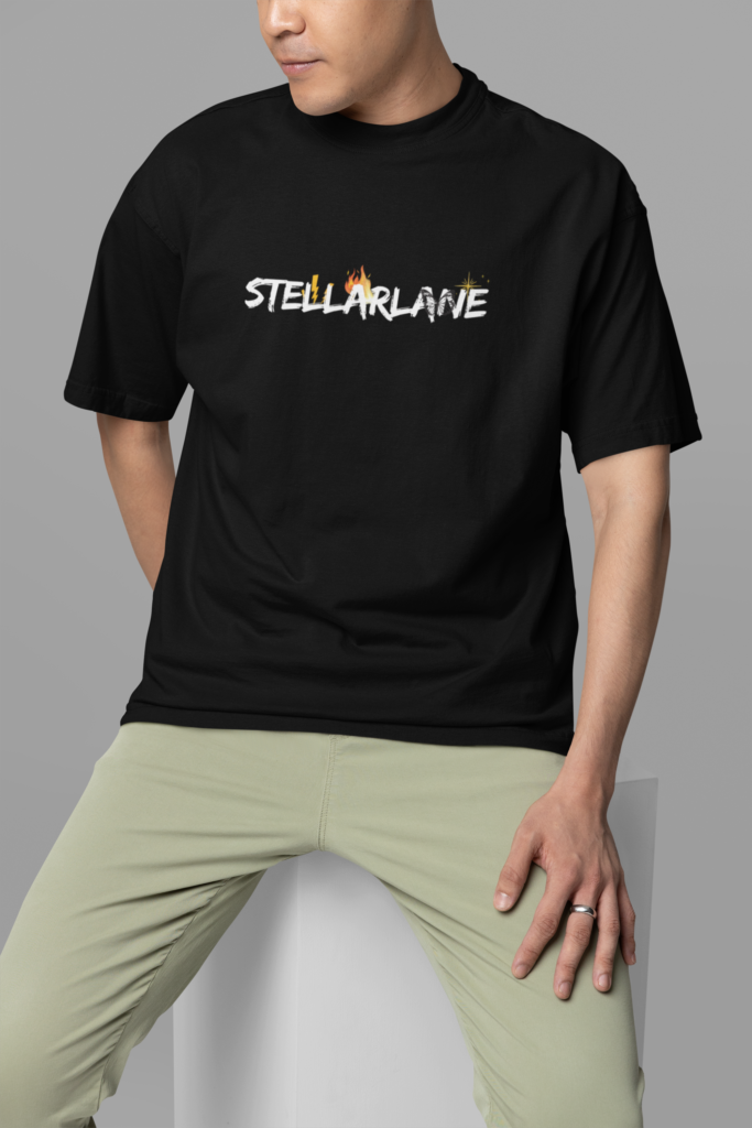 mockup featuring a man wearing an oversized round neck tee in a studio m38923 6