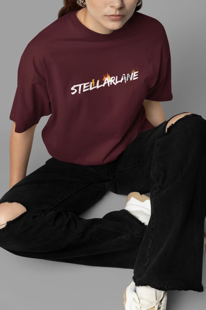 mockup featuring a woman wearing an oversized t shirt while sitting in a studio m38938 1 2