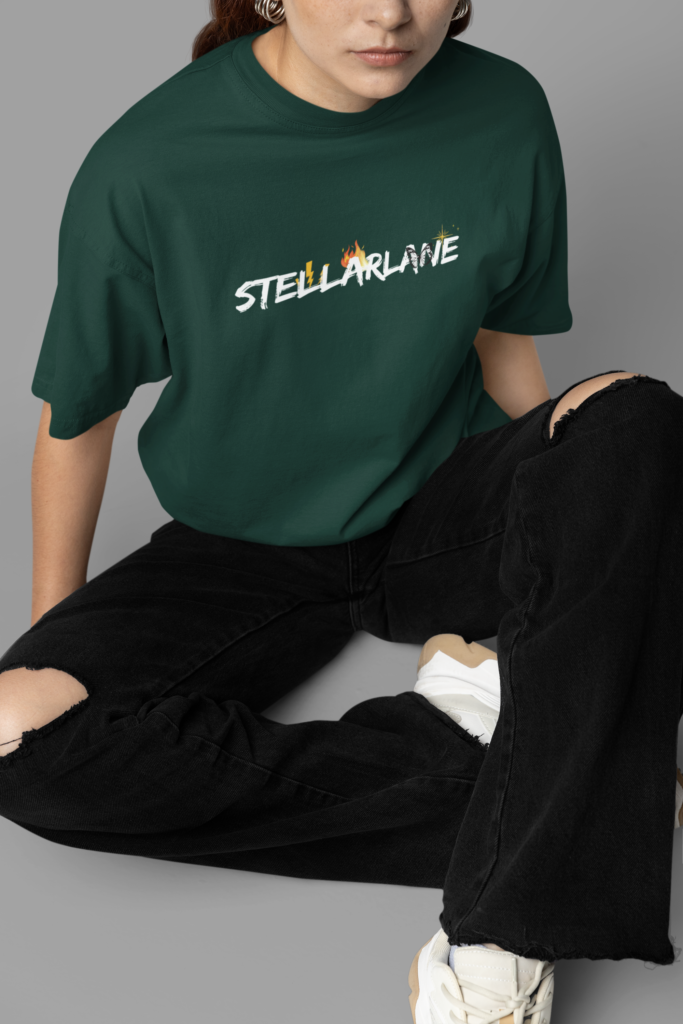 mockup featuring a woman wearing an oversized t shirt while sitting in a studio m38938 2 1
