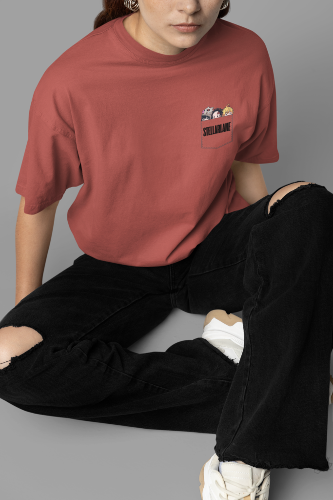 mockup featuring a woman wearing an oversized t shirt while sitting in a studio m38938 2 3