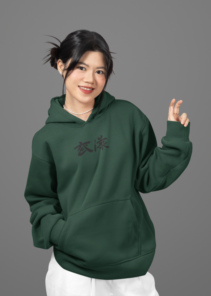 mockup of a joyful teenage girl wearing a pullover hoodie in a studio m51447 1