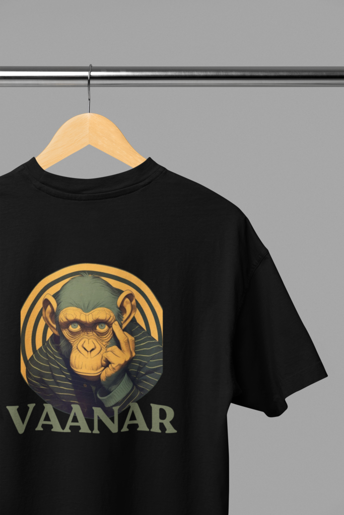 mockup of the back view of an oversized t shirt placed on a wooden hanger m38916 1 3