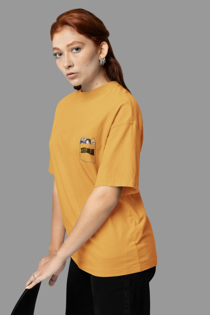 oversized round neck tee mockup featuring a woman posing in a studio m38931 1