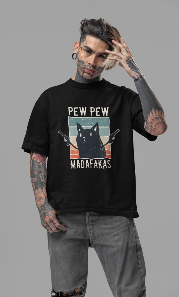 oversized t shirt mockup featuring a tattooed man with an alternative styled look m31664