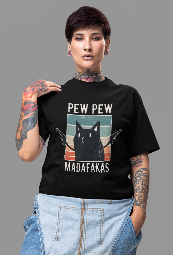 oversized t shirt mockup of a tattooed woman in an alternative style m31651