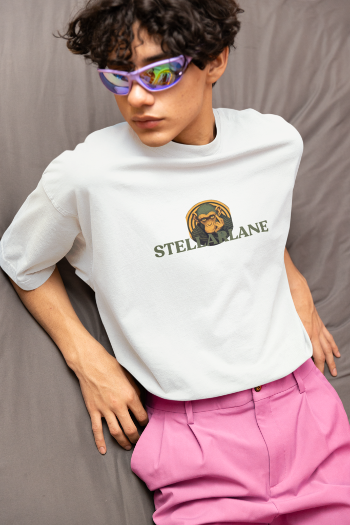 t shirt mockup featuring a man in a new pop wave inspired outfit m38766