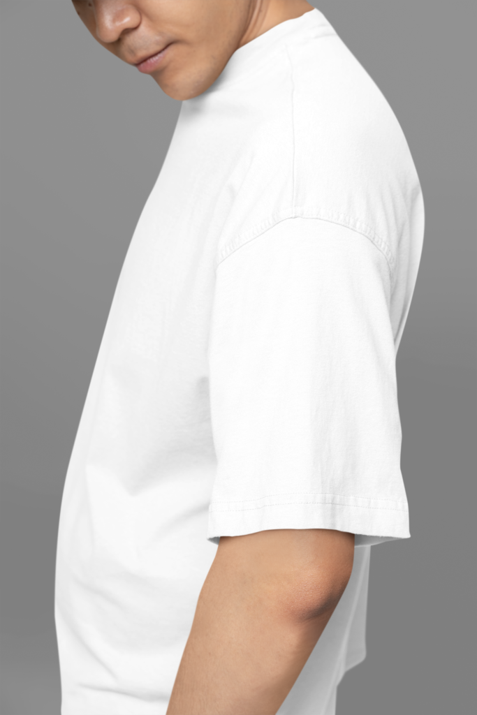 t shirt sleeve mockup featuring a man with an oversized tee in a studio m38928
