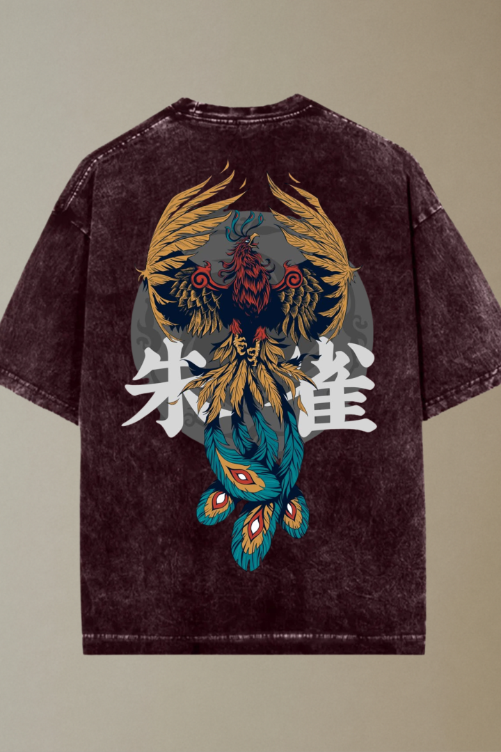 Vermilion Zhuque Acid Washed Oversized T-shirt