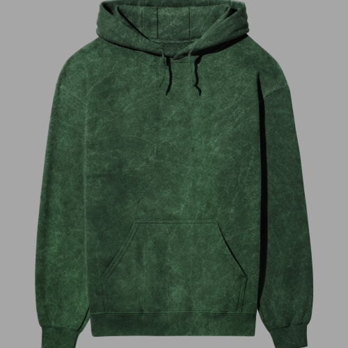 Acid Washed Hoodie Plain Bottle Green
