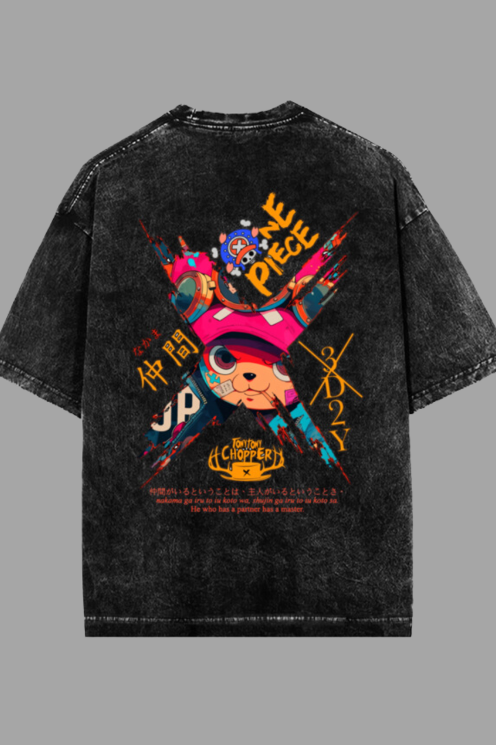 Anime Rebellion Acid Washed Oversized Tee