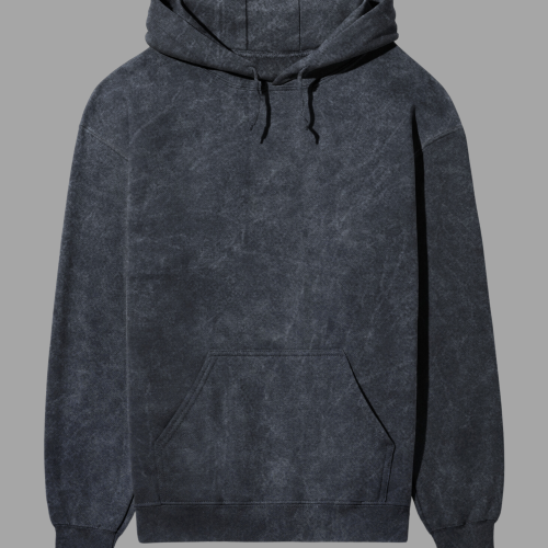 Acid Washed Hoodie Plain Navy Blue