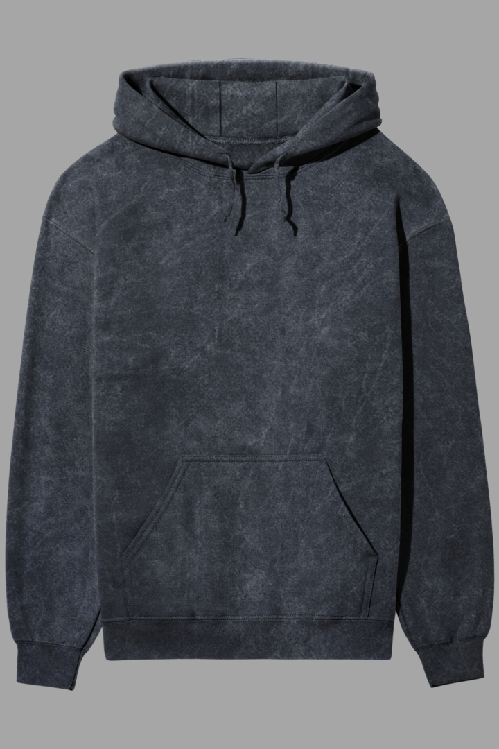 Acid Washed Hoodie Plain Navy Blue