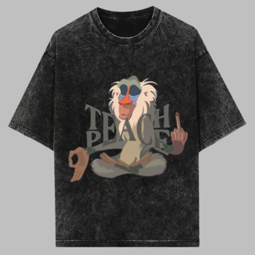 Teach Peace Acid Washed Oversized Tee