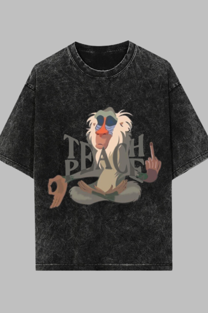 Teach Peace Acid Washed Oversized Tee