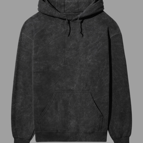 Acid Washed Hoodie Plain Black