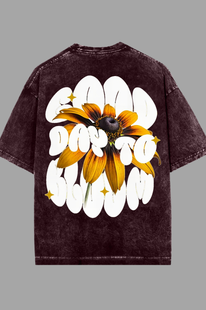 Golden Bloom Acid Washed Oversized T-shirt