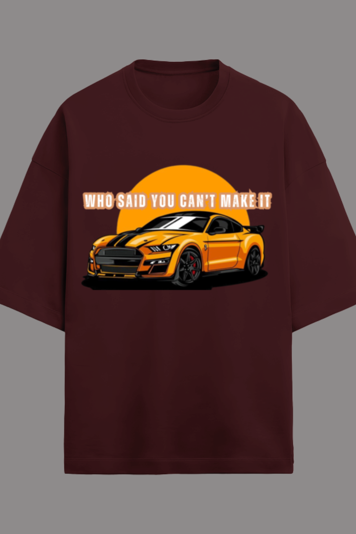 Sunset Racer Terry Oversized T-Shirt [Maroon]