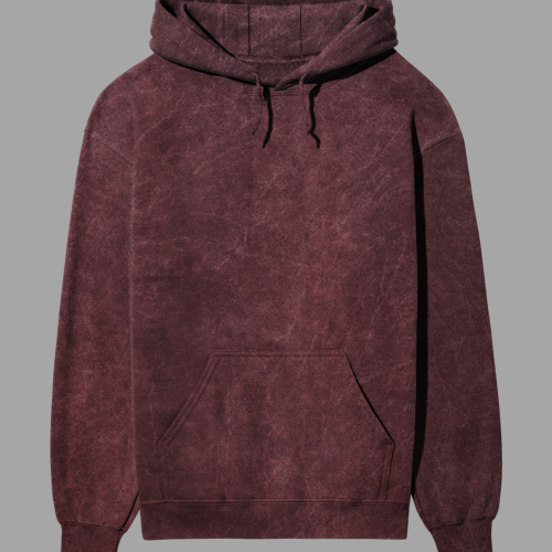 Acid Washed Hoodie Plain Maroon