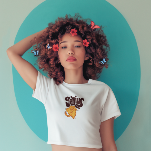 Genius cat crop Tee