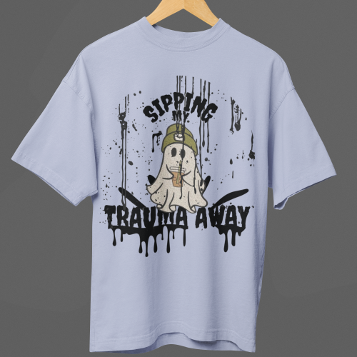 Sipping My Trauma Away Terry Oversized T-Shirt