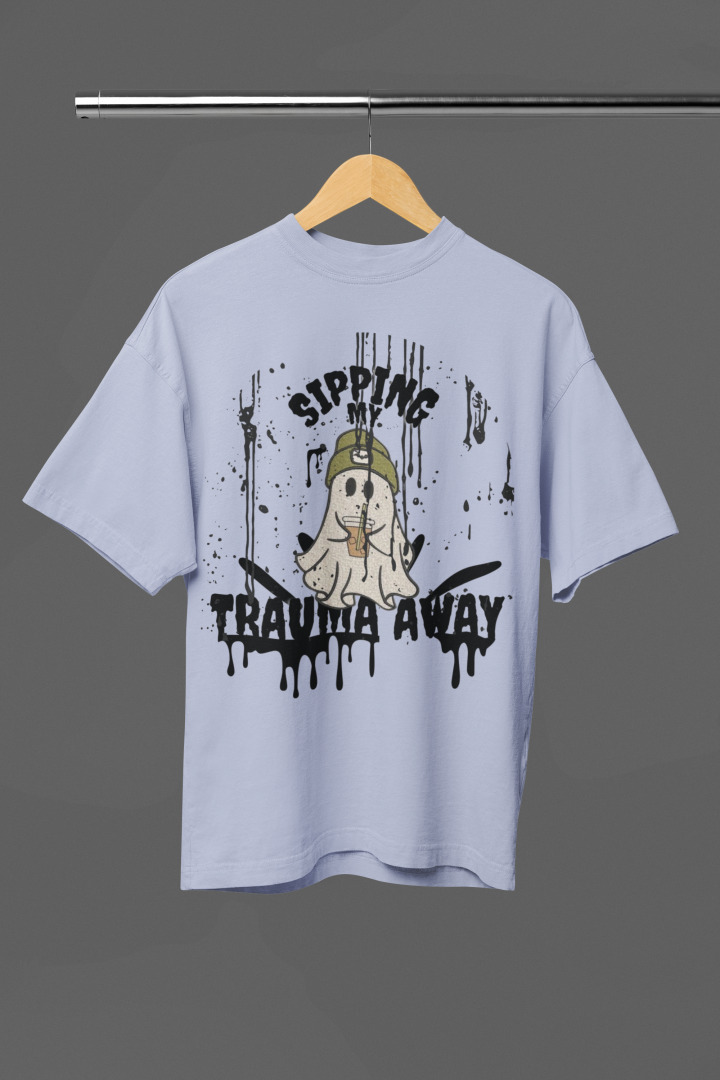 Sipping My Trauma Away Terry Oversized T-Shirt