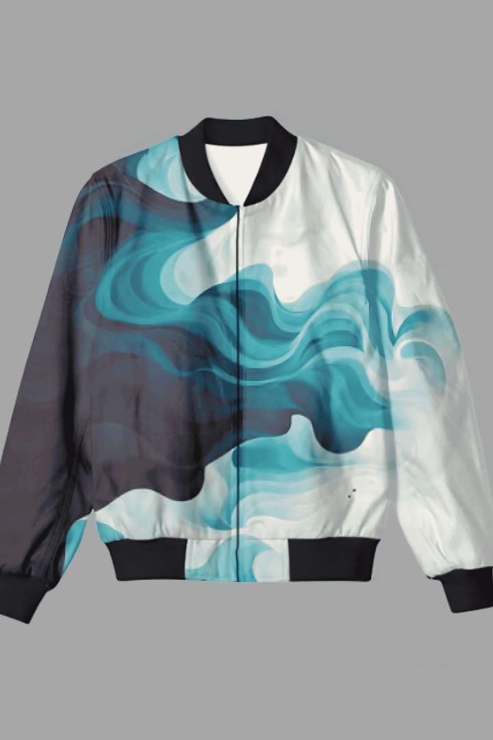 Aquatic Waveform Bomber Jacket